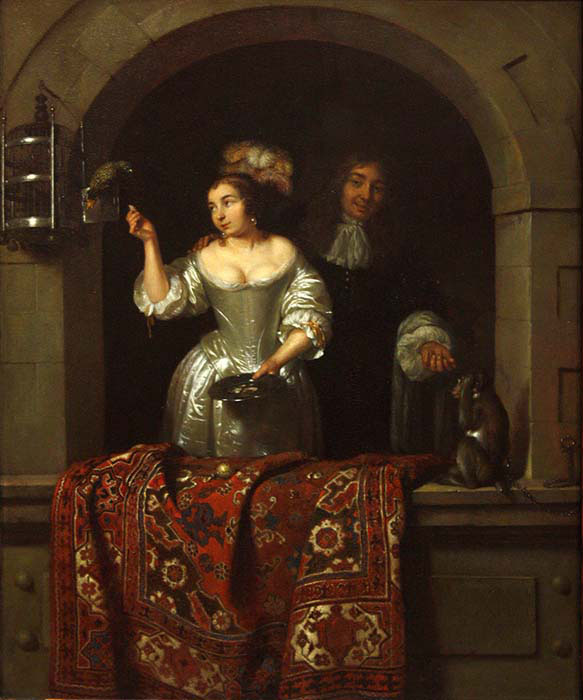 A Lady with a Parrot and a Gentleman with a Monkey